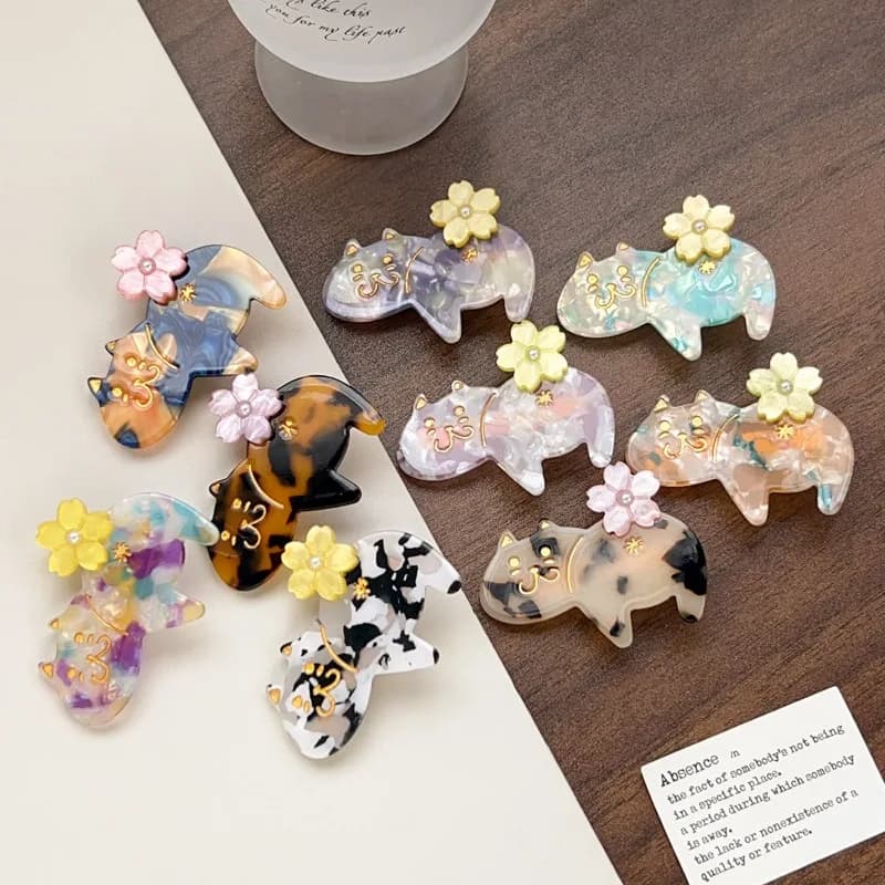 Lovely Cartoon Cat French Retro Alligator Hair Clip Minimalist Side Fringe Pin Strands Versatile Daily Dating Campus Hair Gift