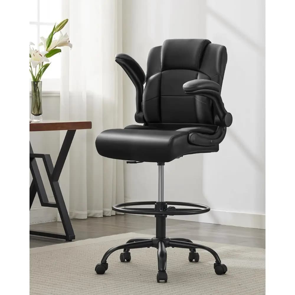 Sedia da Ufficio Ergonomica con Altezza Regolabile, Poggiapiedi e Braccioli Imbottiti per Scrivanie Alte e Uso Domestico