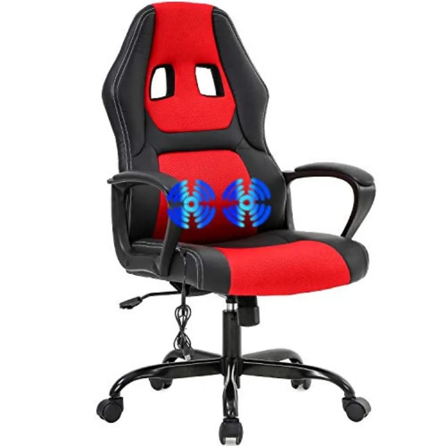 Sedia da Gaming Ergonomica, Sedia da Ufficio Stile Racing, Sedia da Scrivania con Massaggio, in Pelle PU, Regolabile con Supporto Lombare, Poggiatesta e Braccioli