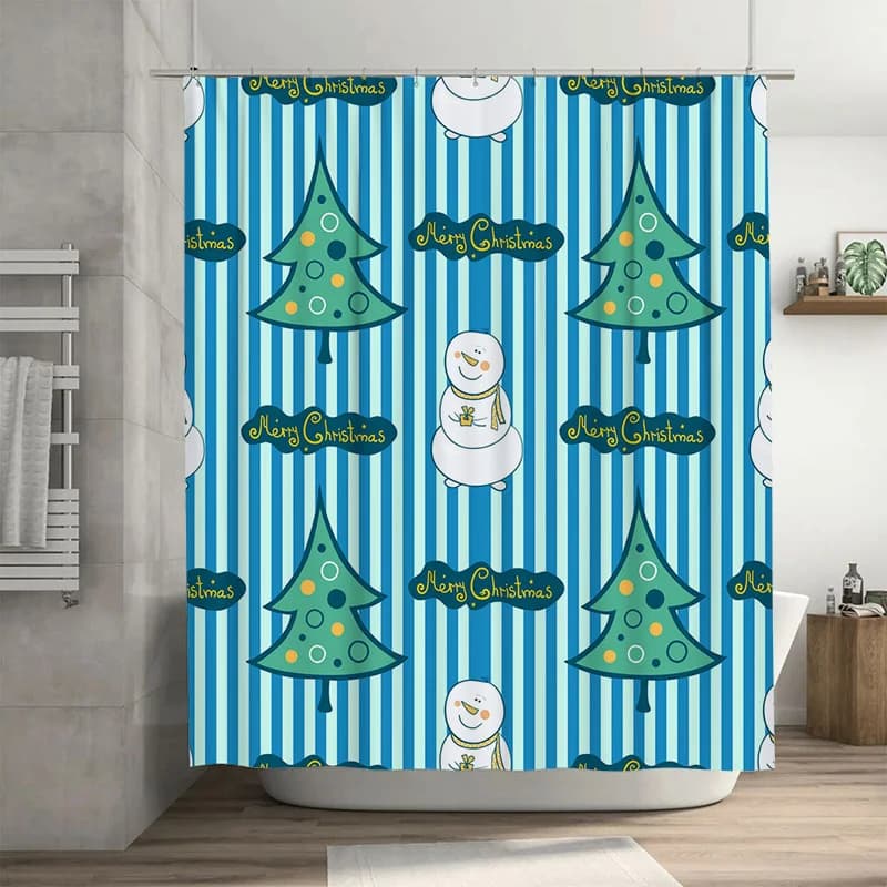 TU Tenda da doccia per bagno Fattoria Strisce blu costiere Decorazione impermeabile Mare Spiaggia Oceano Tessili per la casa Modello moderno semplice Fa