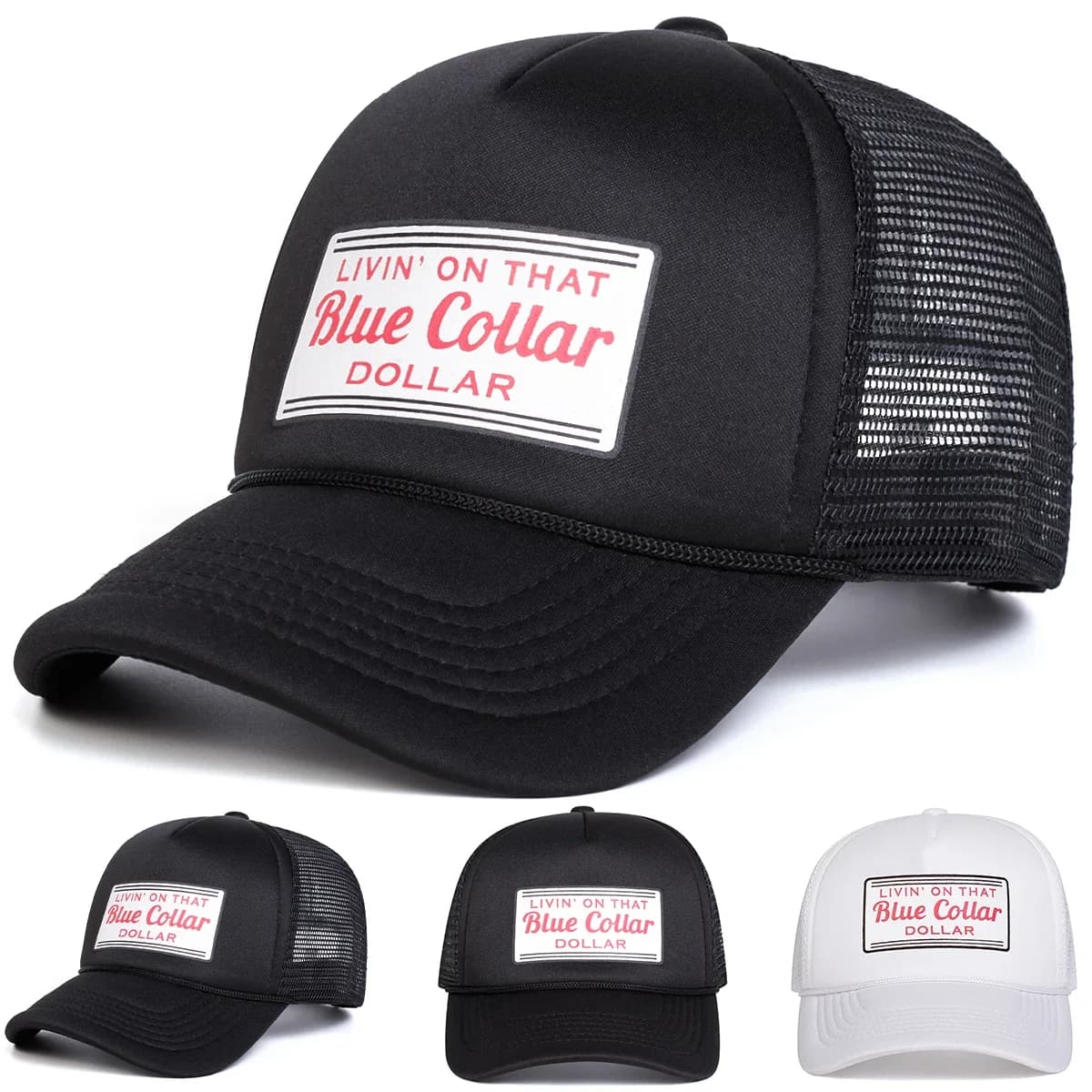 Unisex BLUE COLLAR Printed Baseball Net Caps Spring and Summer Outdoor Adjustable Casual Hats Sunscreen Hat Sports Cap