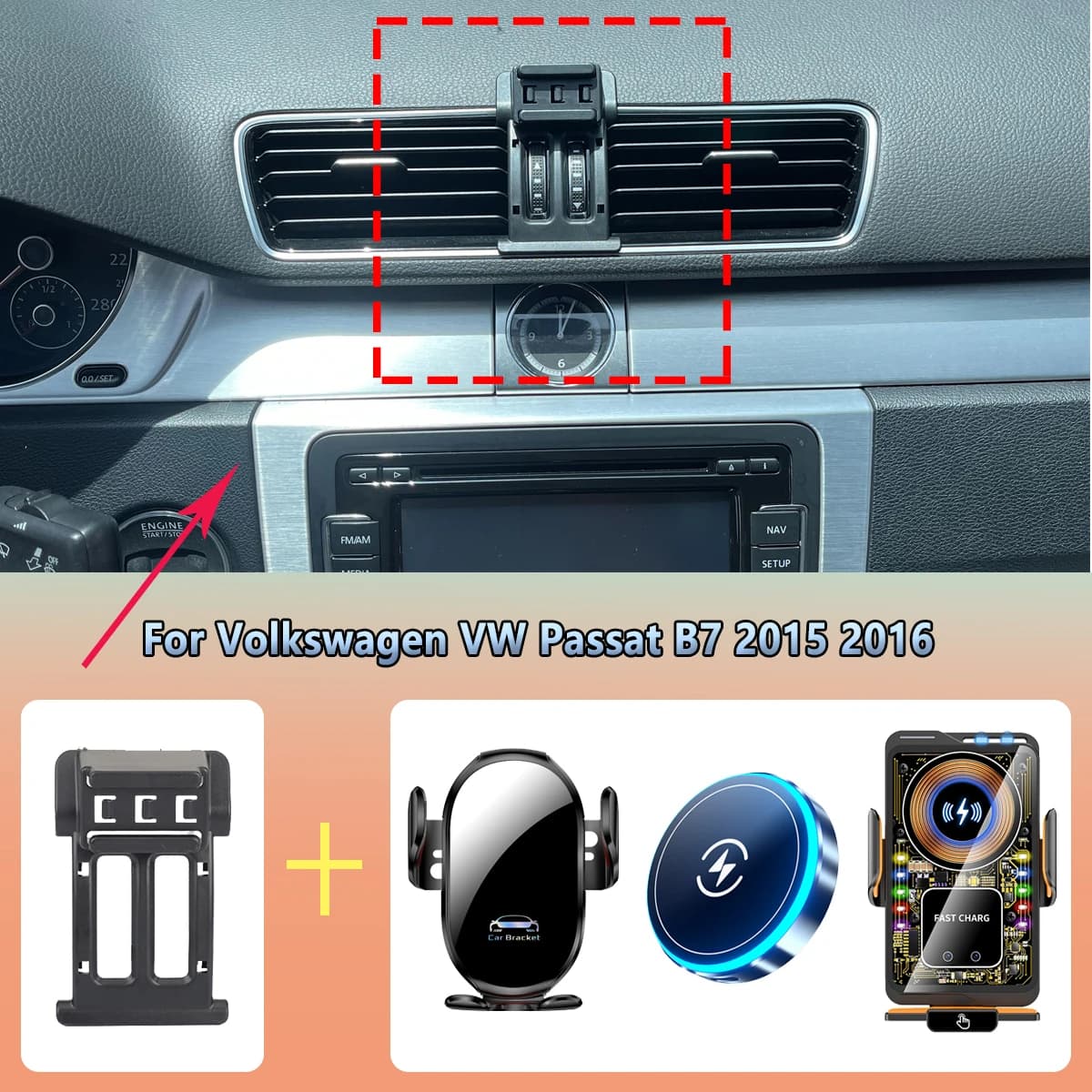 Supporto per telefono per auto sfiato per Volkswagen VW Passat B7 2015 2016 ricarica wireless caricabatteria per auto culla rack per accessori Magsafe