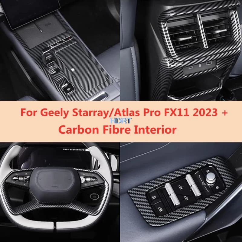 Auto Posteriore Air Vent Uscita Gear Shift Ascensore Interruttore Sul Pannello di Rivestimento Interno In Fibra di Carbonio Per Geely Starray/Atlas Pro/Boyue L FX11 2023 +