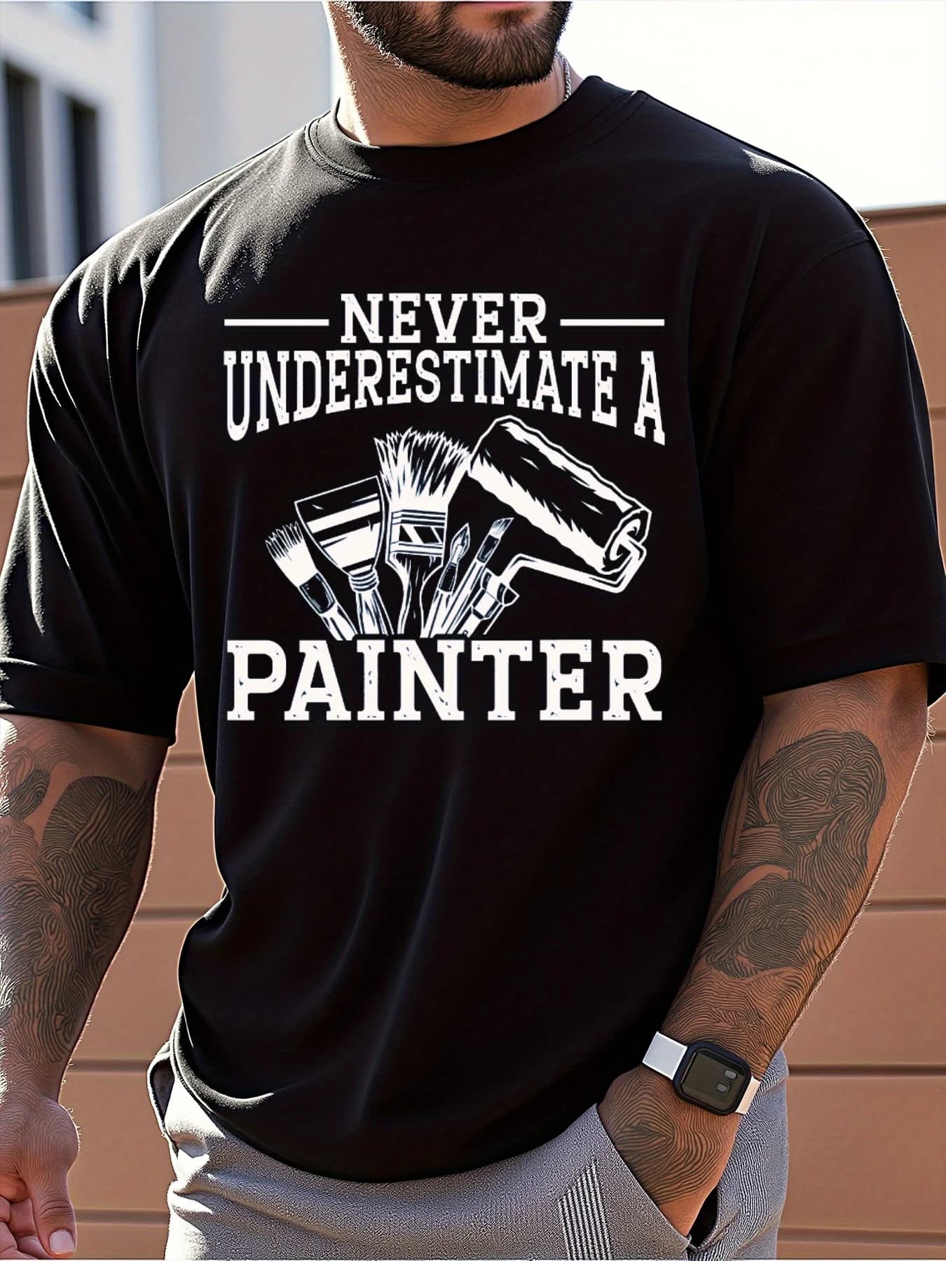 T-shirt grafica casual da uomo design puro cotone traspirante comoda perfetta per gite estive e abbigliamento casual
