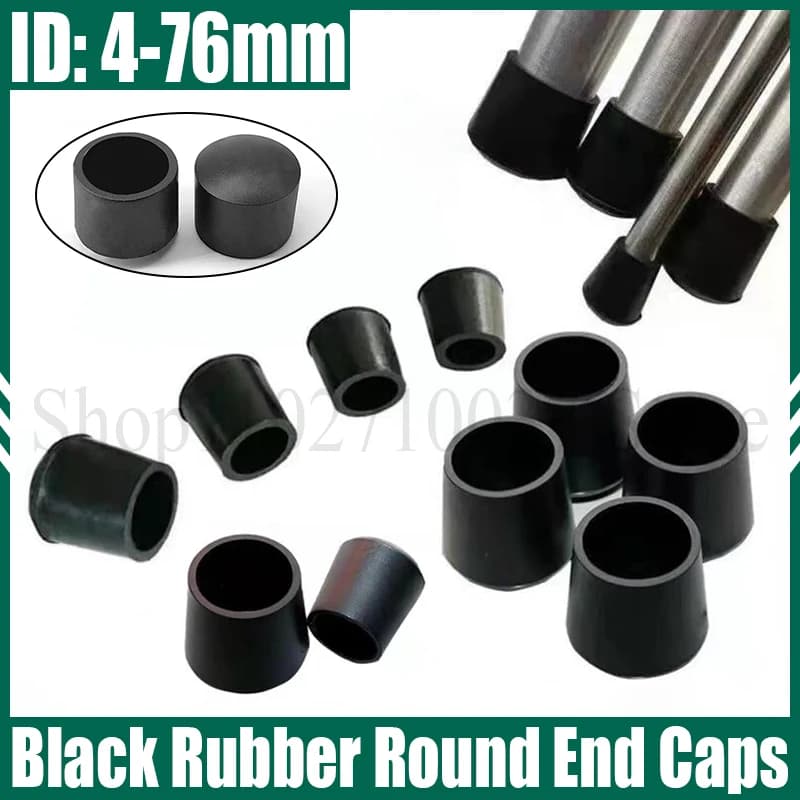1-8 pezzi tappi terminali rotondi in gomma nera piedini per mobili Pad copertura terminale per tubi in acciaio copertura protettiva per gambe per sedia da tavolo Pad per gambe 4-76mm