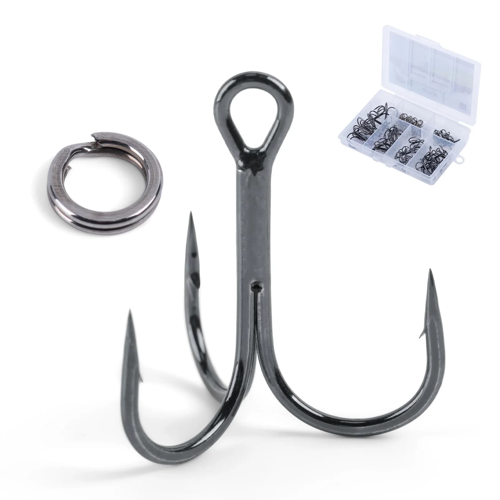 Goture 30-100 pezzi/scatola Attrezzatura da Pesca Amo Triplo in Acciaio ad Alto Tenore di Carbonio per Acqua Salata e Dolce, Misura 2 # 4 # 6 # 8 # Jigging
