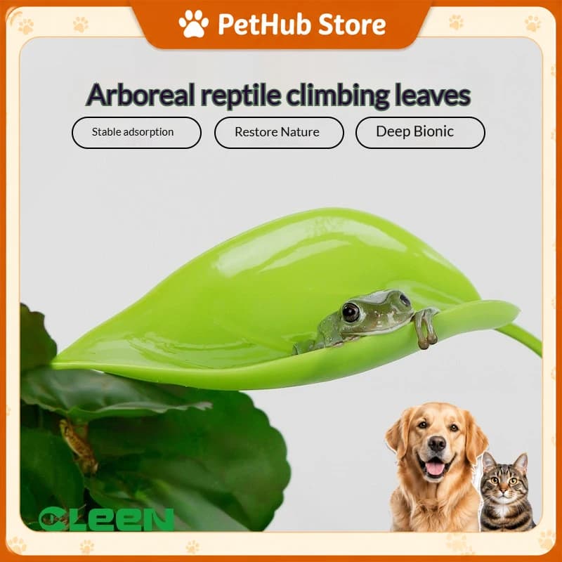 Cleen Reptile Climbing Leaf Pp Material Artificial Arboreal Reptile Crested Gecko Tree Terrarium Habitat Hideout Water Bowl
