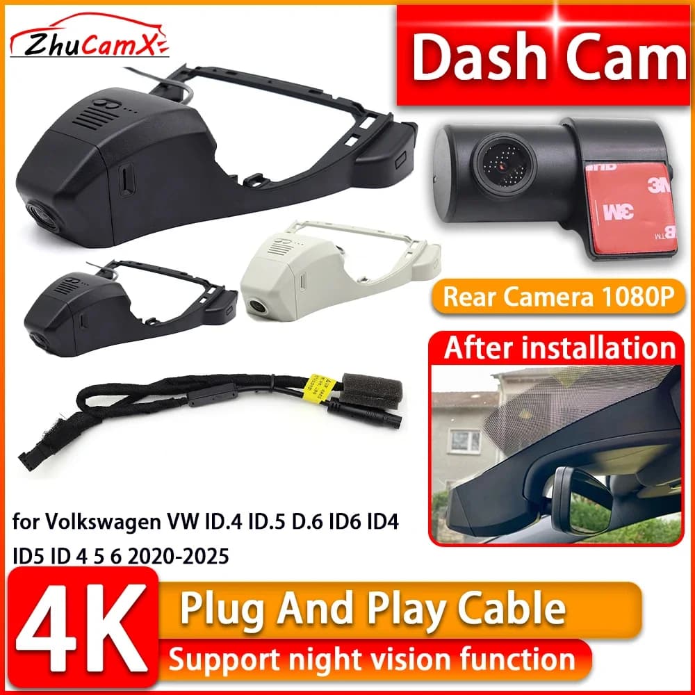 HD DVR 4K Dash Cam for Volkswagen VW ID.4 ID.5 D.6 ID6 ID4 ID5 ID 4 5 2020-2025 Front Camera Plug and Play Video Recorder
