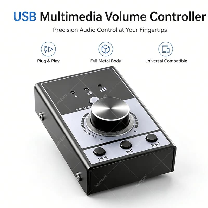 Computer Volume Control Multimedia USB Volume Adjustment Song Switching One Click Mute One Click Play KT2