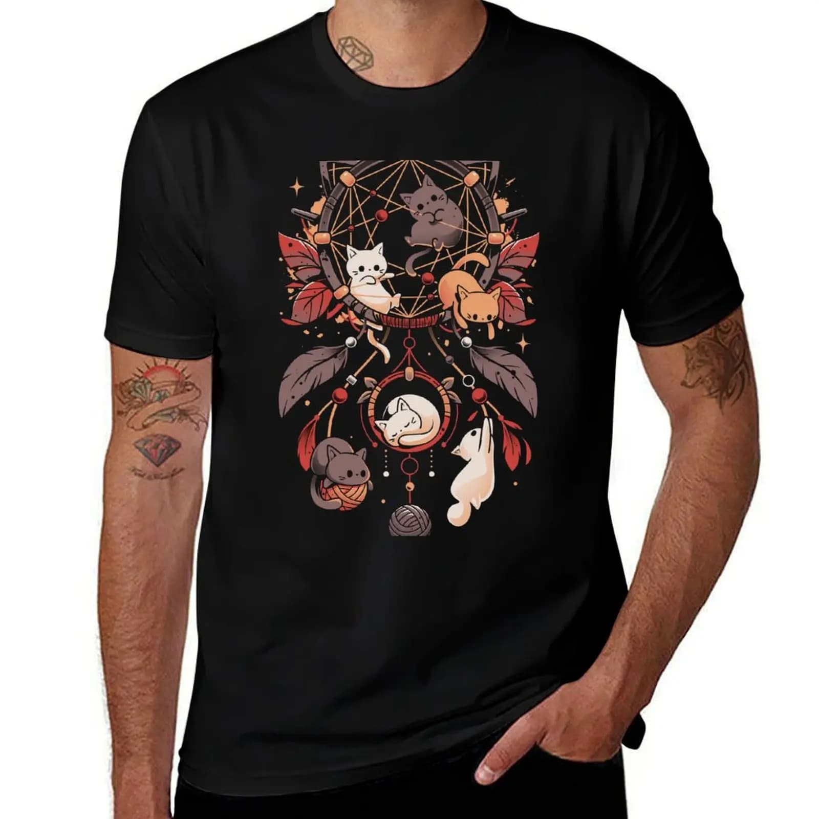 Cat Catcher - Kittens Dream Catcher T-Shirt Simple Print Design T-Shirt