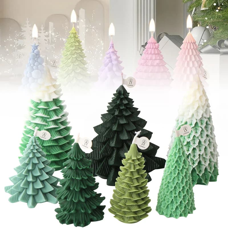 Foglie impilate Stampo in resina albero di Babbo Natale Striscia di bolle Pianta Candela Sapone Stampo in silicone Coni di pino Regali di Natale Decorazioni per torte per feste