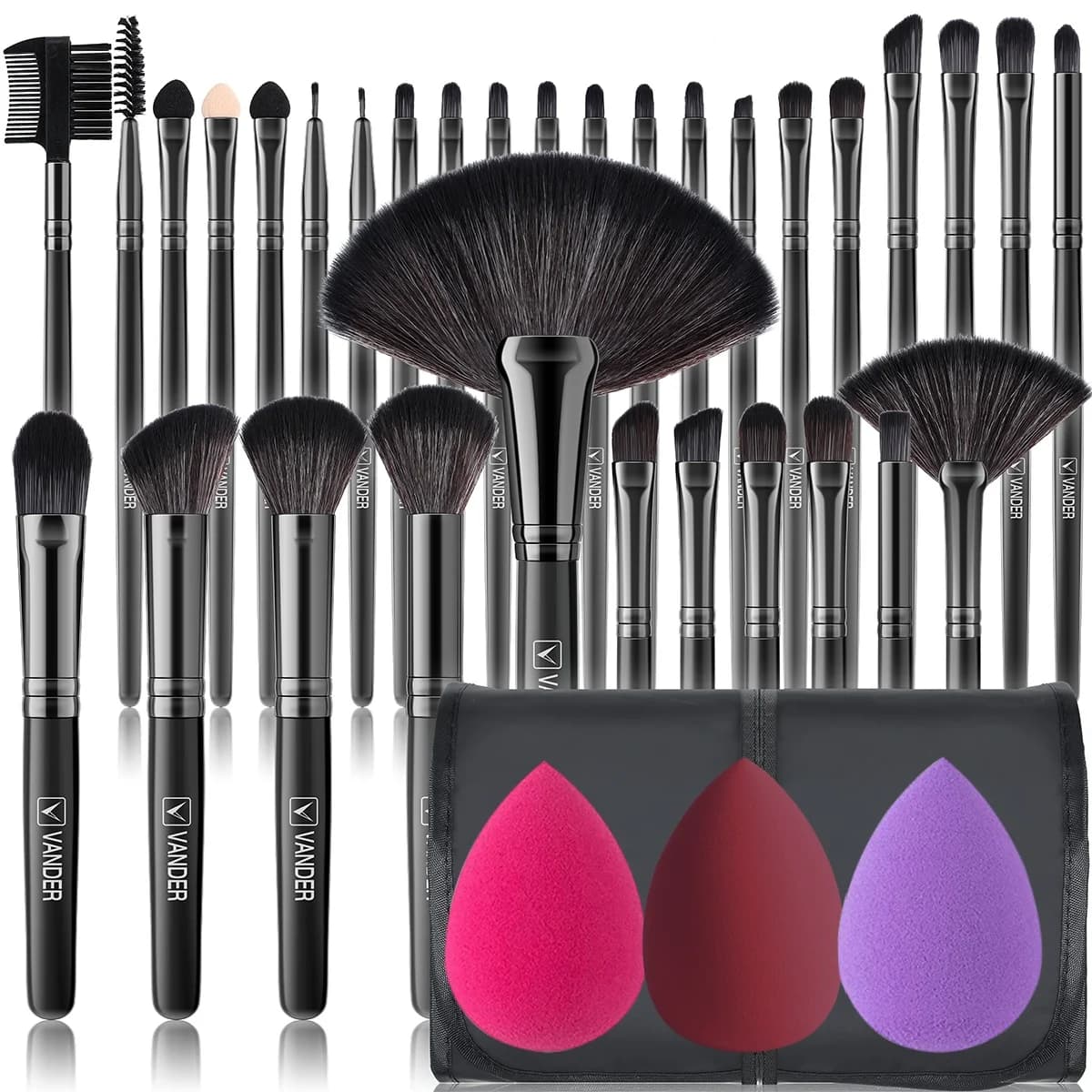 Set di 10-32 Pennelli da Trucco Morbidi e Soffici per Fondotinta, Contorno, Blush, Correttore, Ombretto, Kit di Bellezza per Donne