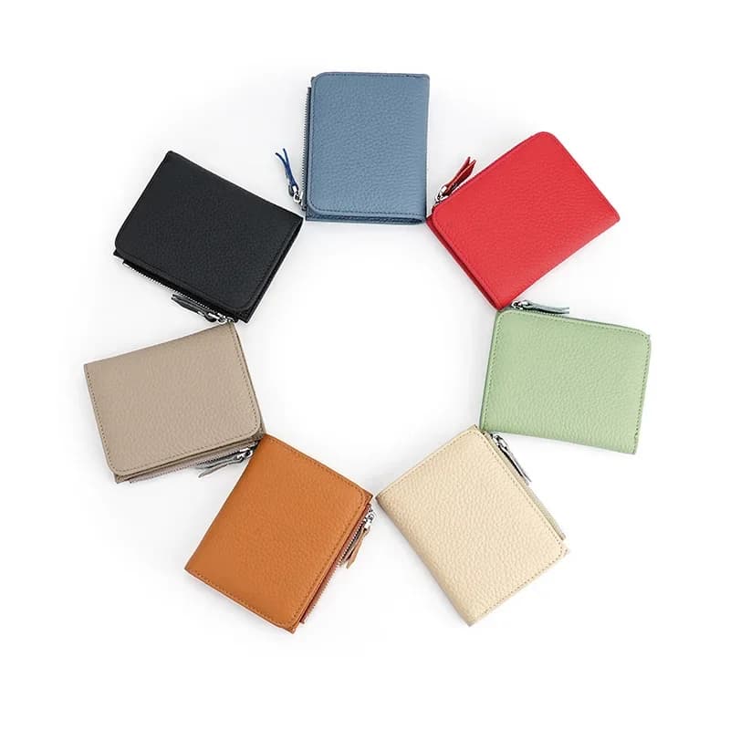 Portafogli Rfid da donna in vera pelle Tasca portamonete piccola con cerniera Portafoglio porta soldi corto bifold da donna alla moda