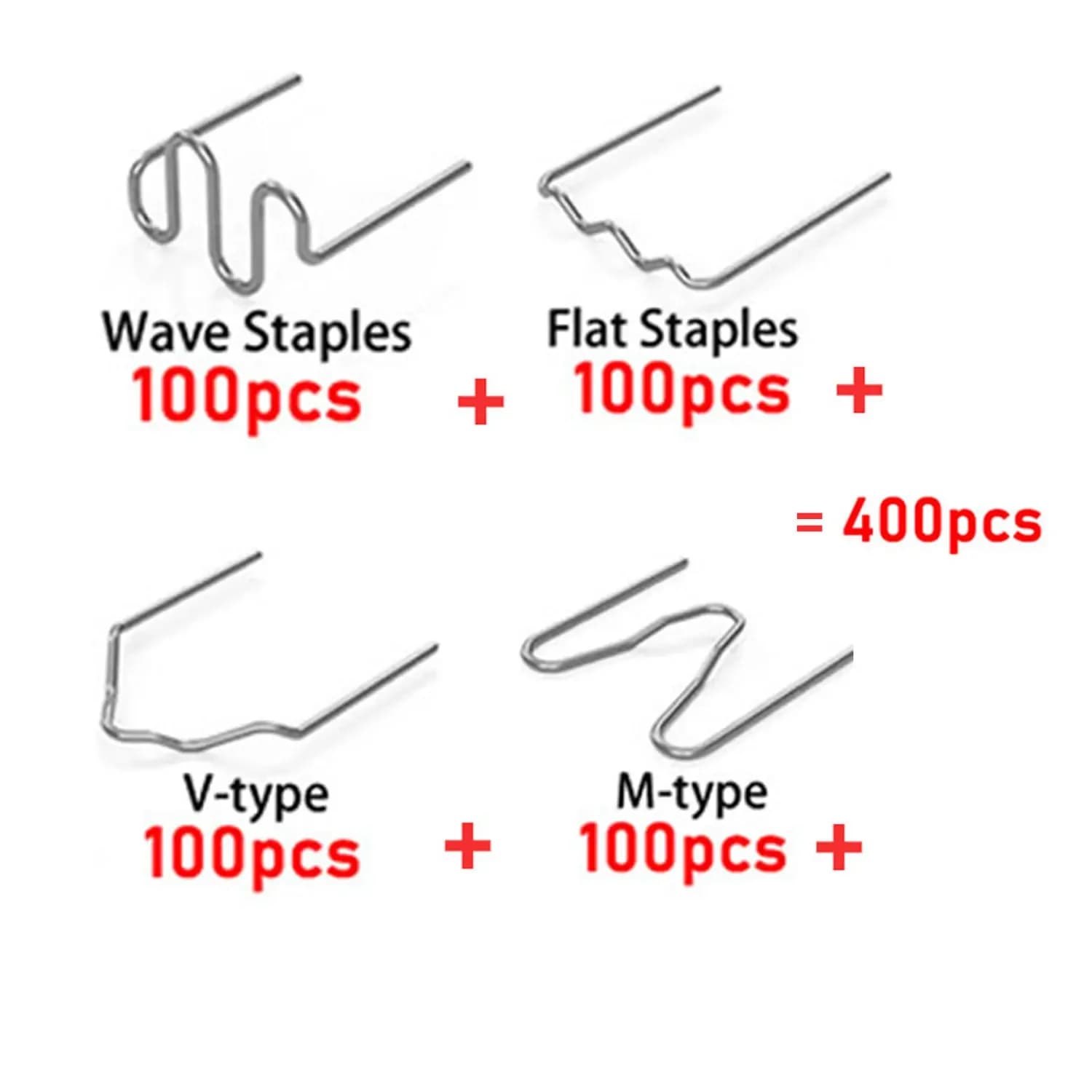 400 Chiodi per saldatura da 0,6/0,8 mm, cucitrice a caldo Cucitrice Kit di riparazione paraurti per saldatore in plastica in acciaio inossidabile Strumenti di saldatura