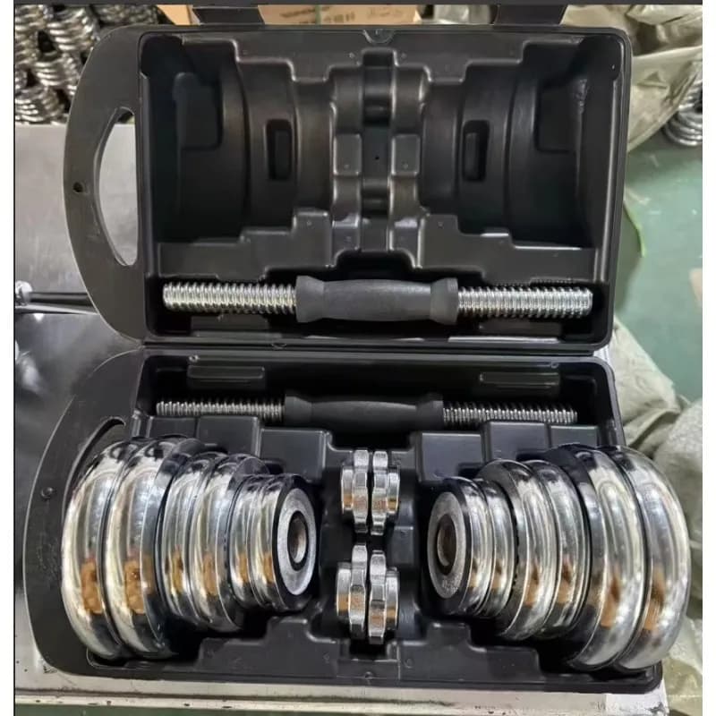YTYIN Set di scatole per manubri portatili da 15 kg con superficie in acciaio galvanico con bilanciere per bodybuilding domestico per uso domestico