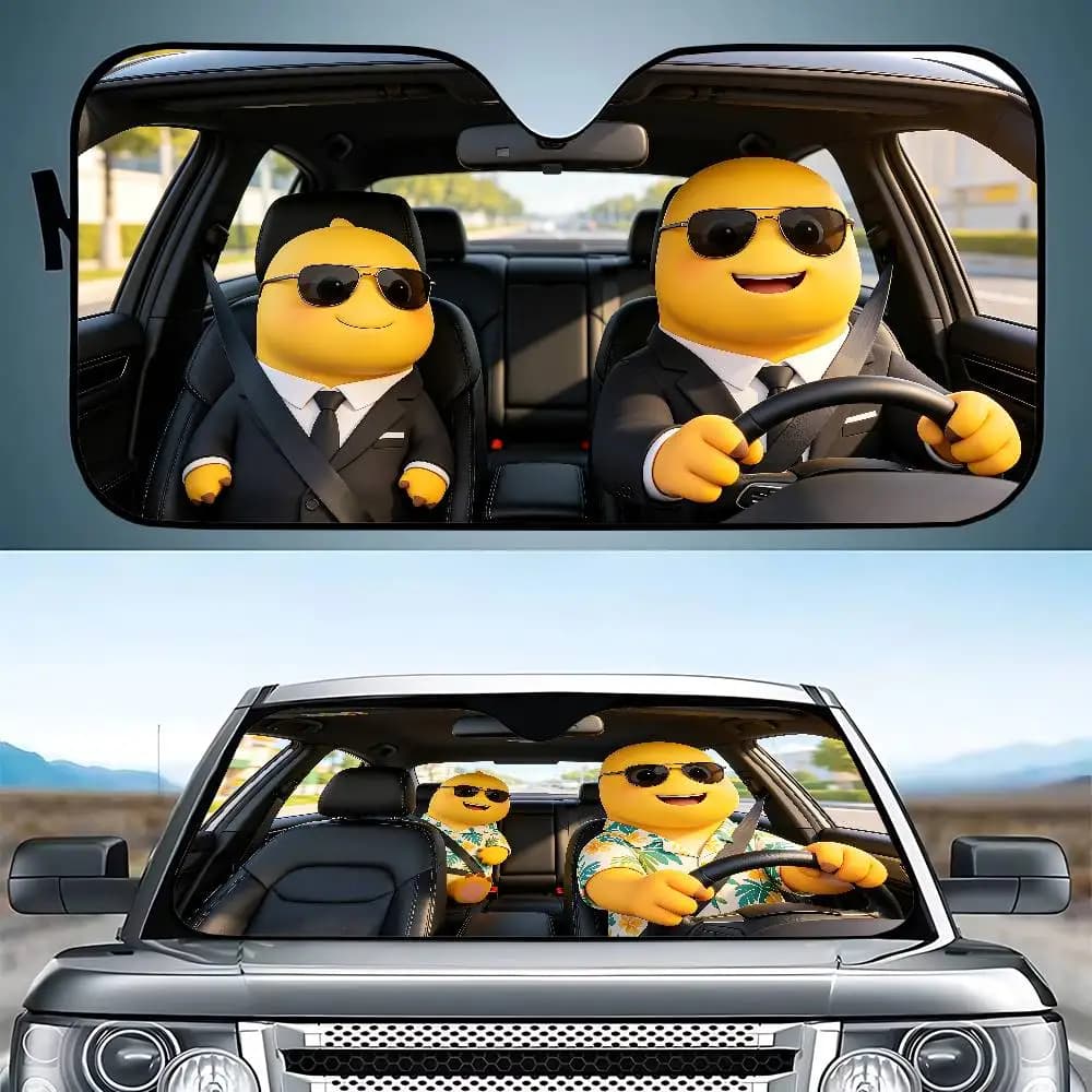 Nailong Drive Car SunShade Windshield Funny Sun Shade Foldable UV Ray Sun Visor Protector Sunshade For Front Window