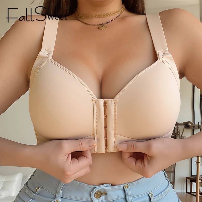 FallSweet Bra with wireless front closure strong size for women Inner bra for breathable and comfortable mom with thin cup seamless