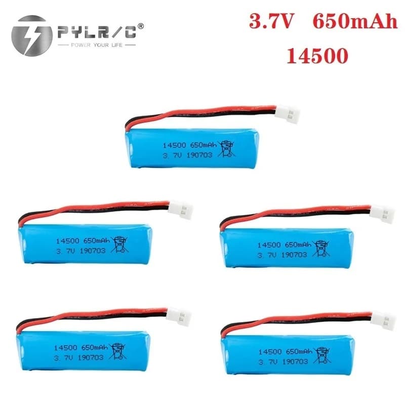 1/2/3/5/10Pcs 3.7V 650mAH batteria Lipo per H116 telecomando barca elicottero auto camion serbatoio 1s 3.7V 14500 batteria ricaricabile