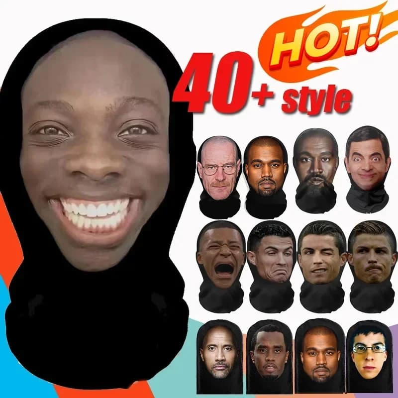 Cosplay 3D Stampato Maschera di Halloween Maglia elasticizzata Maschera a pieno facciale Uomo Donna Gioco di ruolo Copricapo Passamontagna moda Hip Hop Copricapo