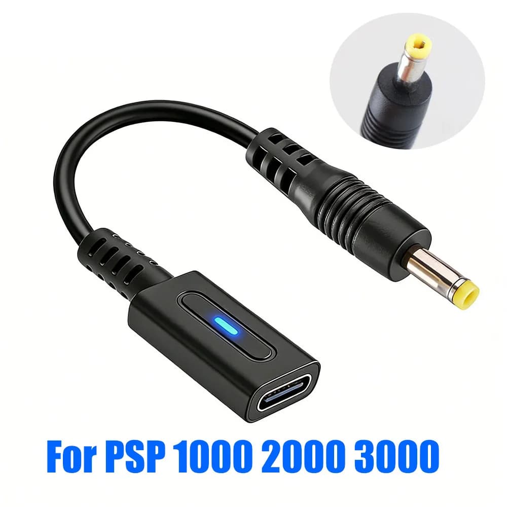 Adattatore di ricarica per controller PSP1000 2000 3000, cavo convertitore LED Type-C per console di gioco PSP 3000, cavo di alimentazione USB-C PD