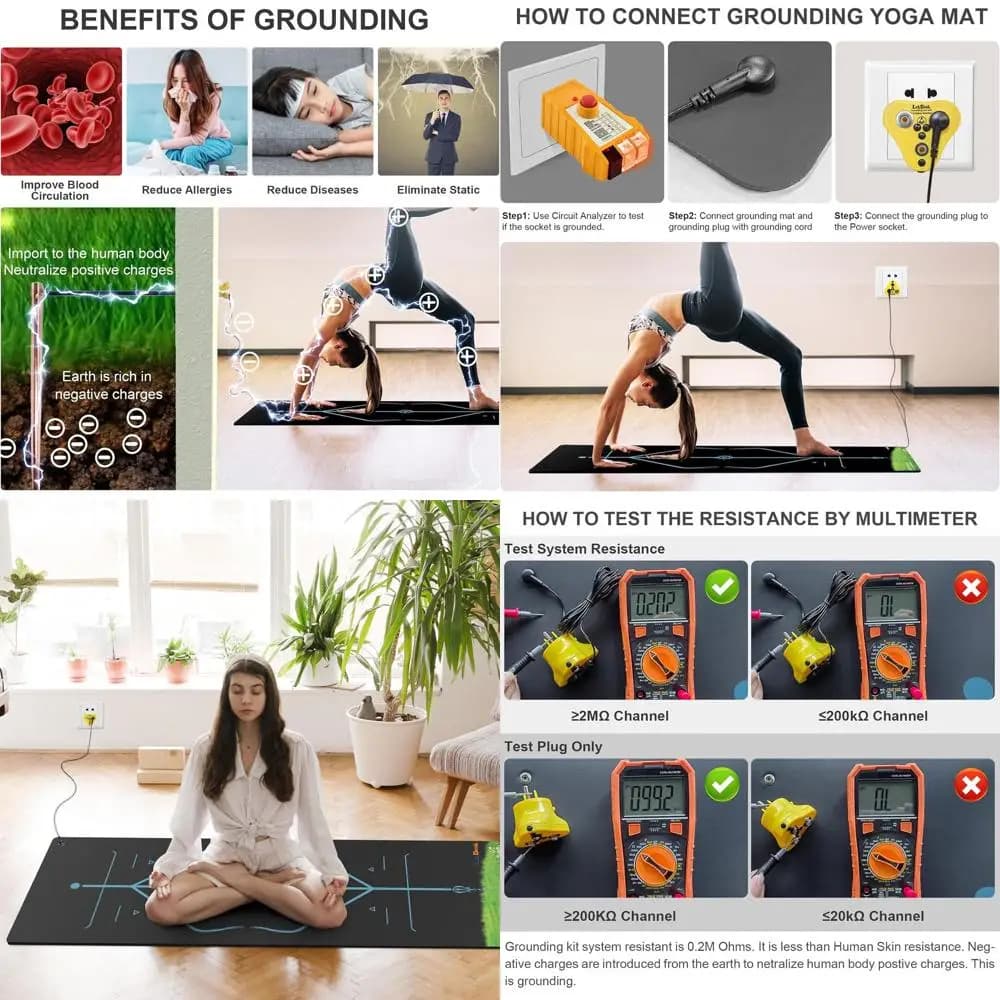 Tappetino da yoga con messa a terra 72 x 24 per terapia, esercizio fisico e un sonno migliore