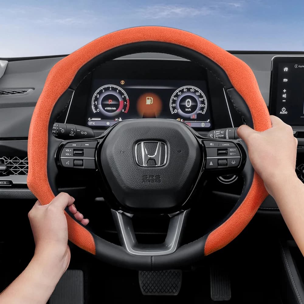 Suitable for Honda Suede Leather Cover Snap-On Anti-slip Durable Car Accessories Modified Civic Fit 8Th Gen 8 City Accord 9 10 Vezel Freed Breeze 7 Jade Shuttle Xrv Crosstour Insight Stream Rn6