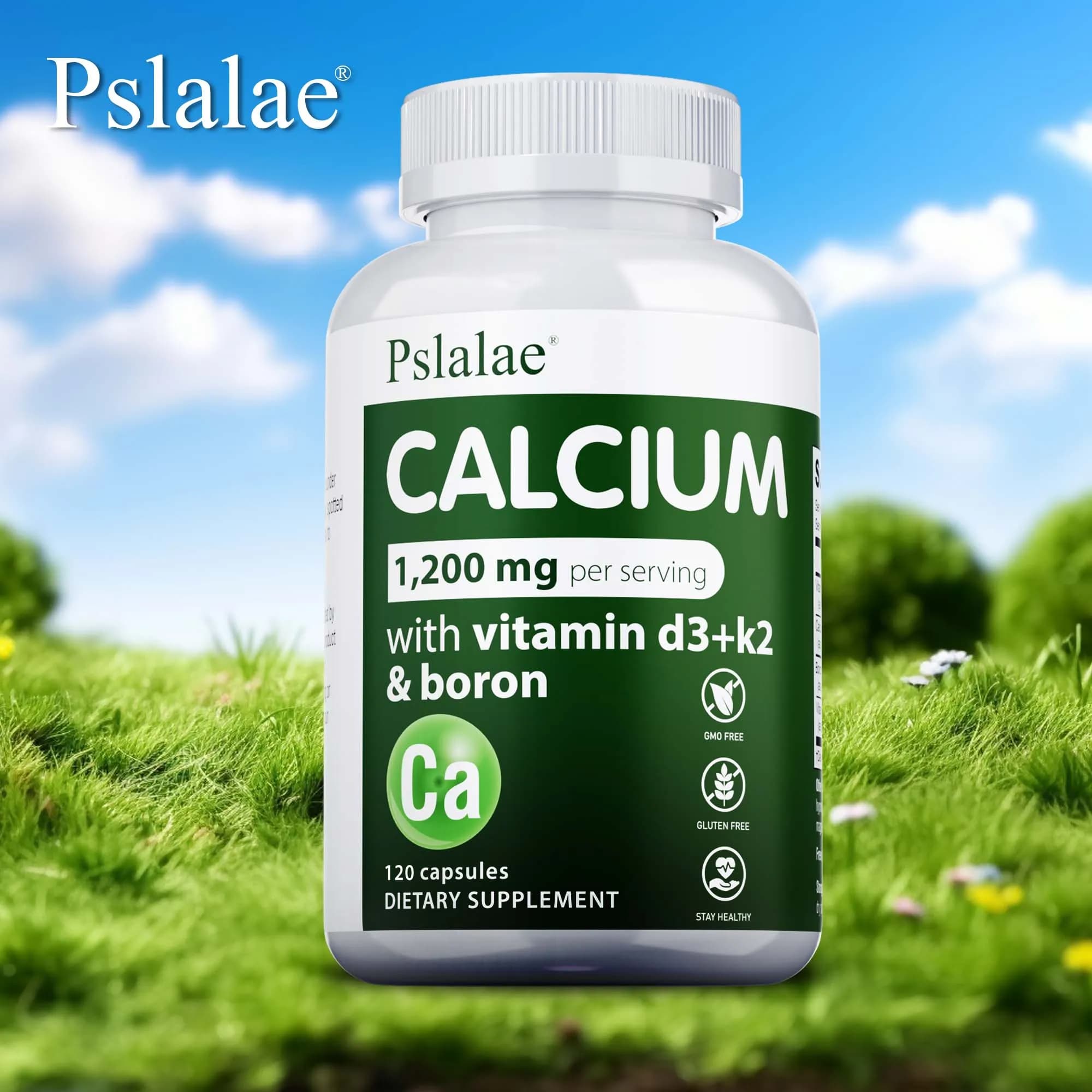 Calcium supplement: regulates calcium absorption, increases energy, strong bones, supports heart and muscle health, not GMO