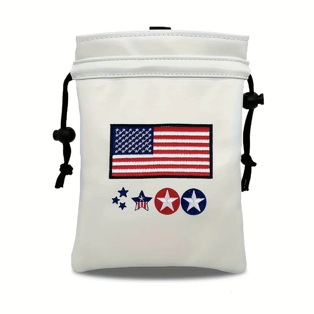 Flag Style Golf Ball Holder Bag - Portable, Drawstring Closure, Ideal for Men & Women, Perfect Gift for Golfers