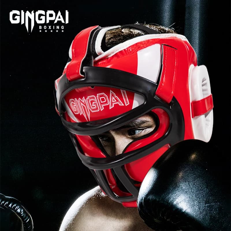 Protezione per la testa chiusa Ponte per il naso Casco da combattimento per boxe Protezione per allenamento circostante completa Maschera da combattimento gratuita Attrezzatura per la testa