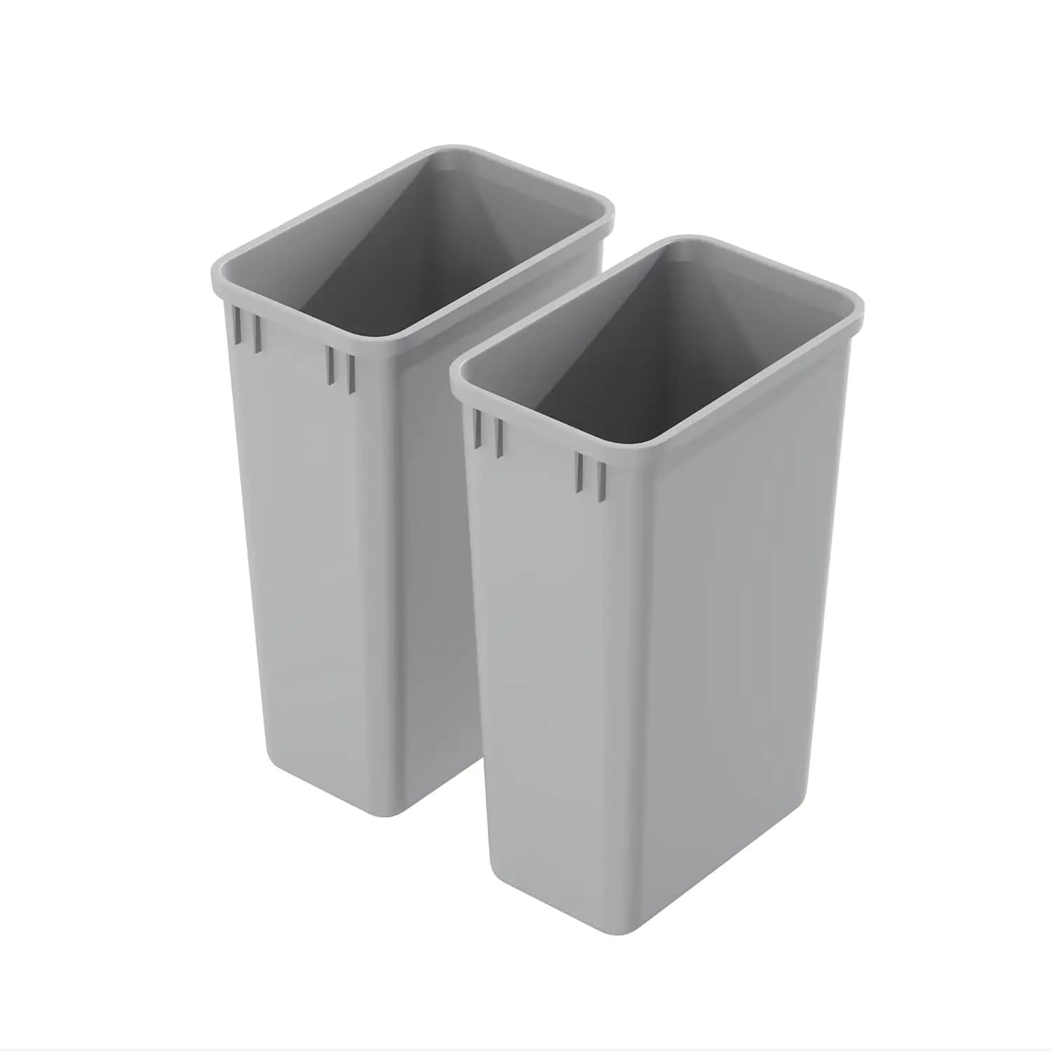 50Qt Wastebasket Trash Container, 13Gal, Plastic, Stackable, for Kitchen/Bathroom/Office, Fits Under Sink/Desk (2-Pack Grey)