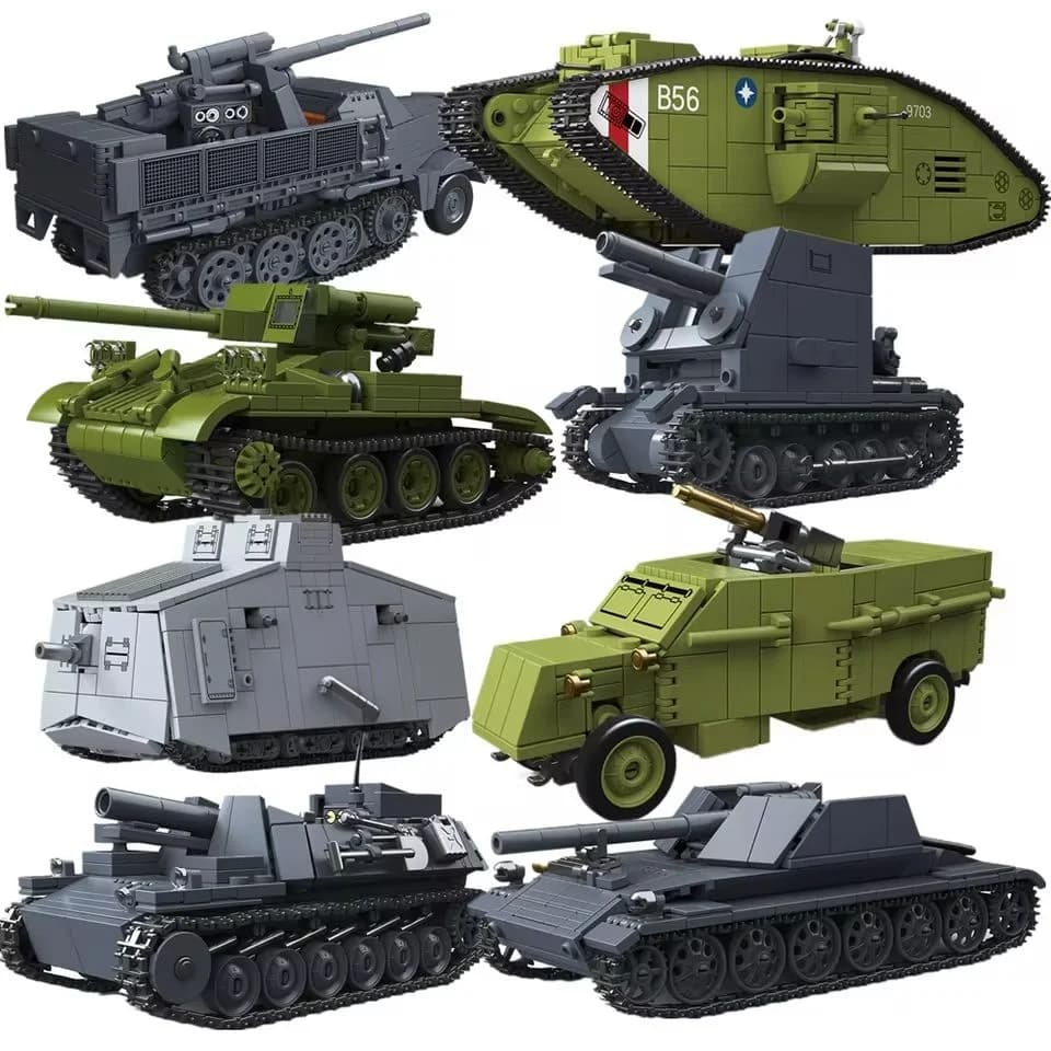 Blocchi da Costruzione per Veicoli Militari della Seconda Guerra Mondiale, Soldati, SWAT, Carri Armati, Camion Semoventi