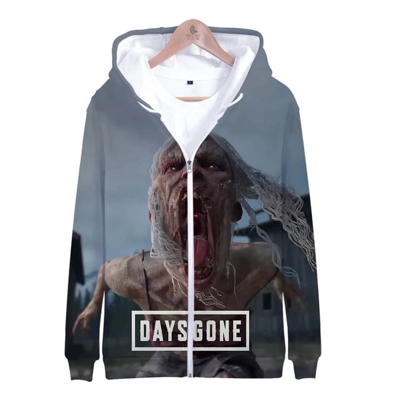 3D Games Days Gone Game Zipper Men's Hoodies 3D Print Fashion Sweatshirt Long Sleeve Coat Plus Size Zipper Hooded Sweatshirts