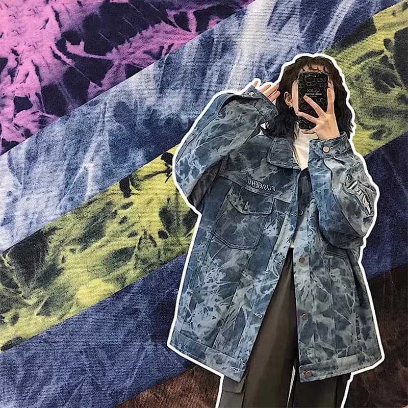Tessuto di jeans tinto in cravatta lavato 170x50 cm per giacche da cucito fai da te cappotti camicia abbigliamento abbigliamento addensare tessuto di design denim di cotone