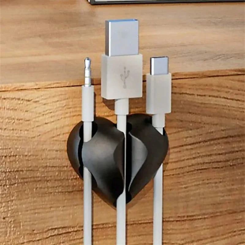 Grazioso Organizzatore a Forma di Cuore per Cavi, Clip per Cavi USB, Porta Cavi da Scrivania, Protezioni per Casa, Ufficio e Auto