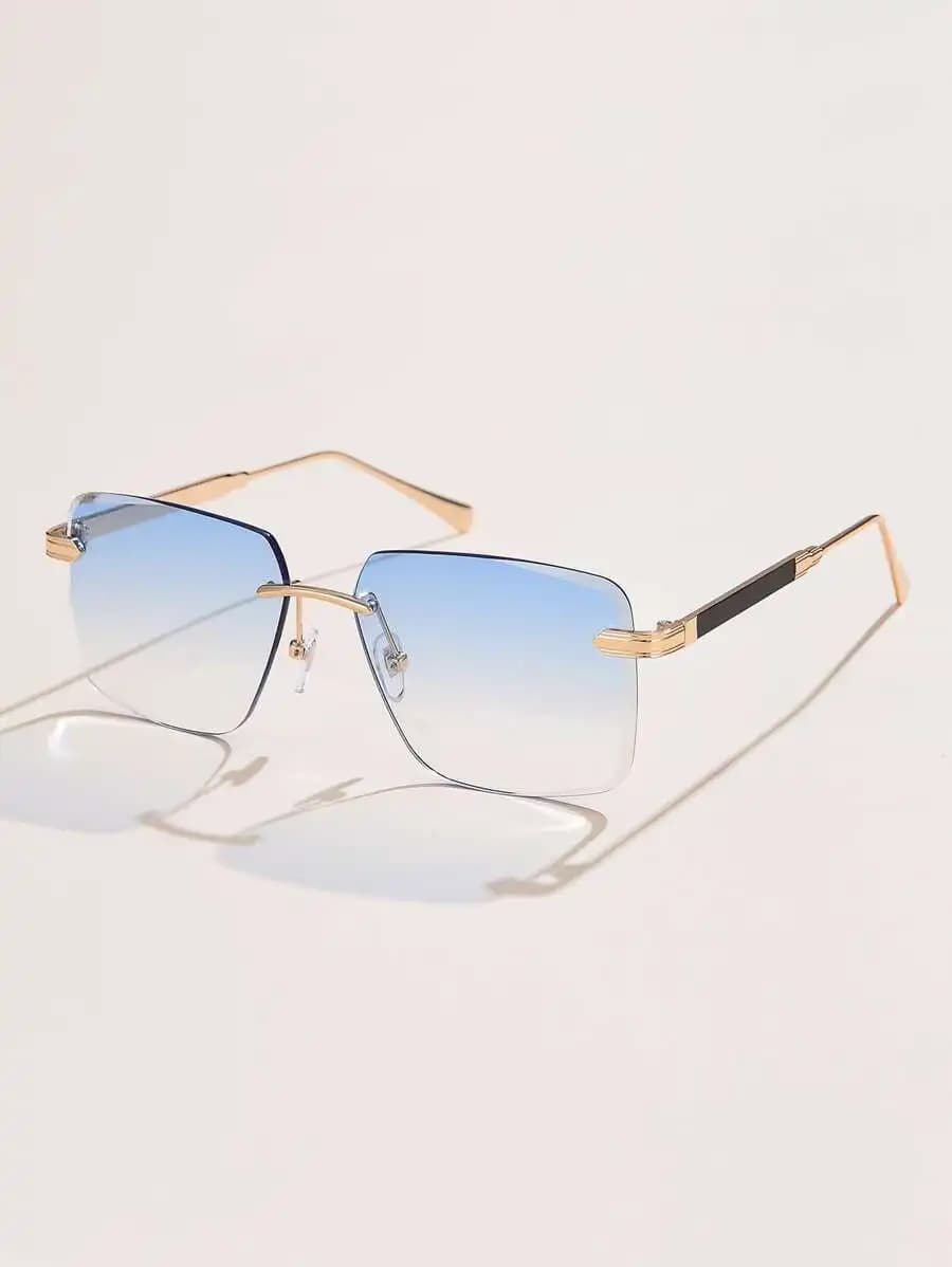 1pc Women Fashion Gradient Color Rimless Square Frame Fashion Glasses, Accessory For Travel And Daily Wear Beach Accessories