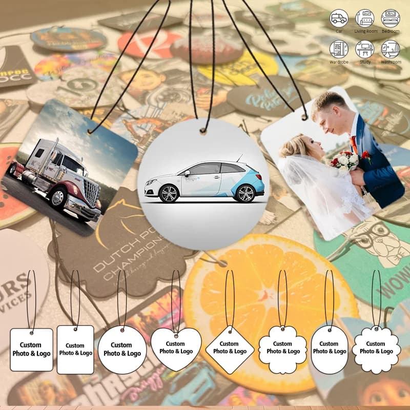 100Pcs Custom Car Air Freshener Paper Scent Cards Double Sided Different Image Personalized Hanging Aroma Tablet