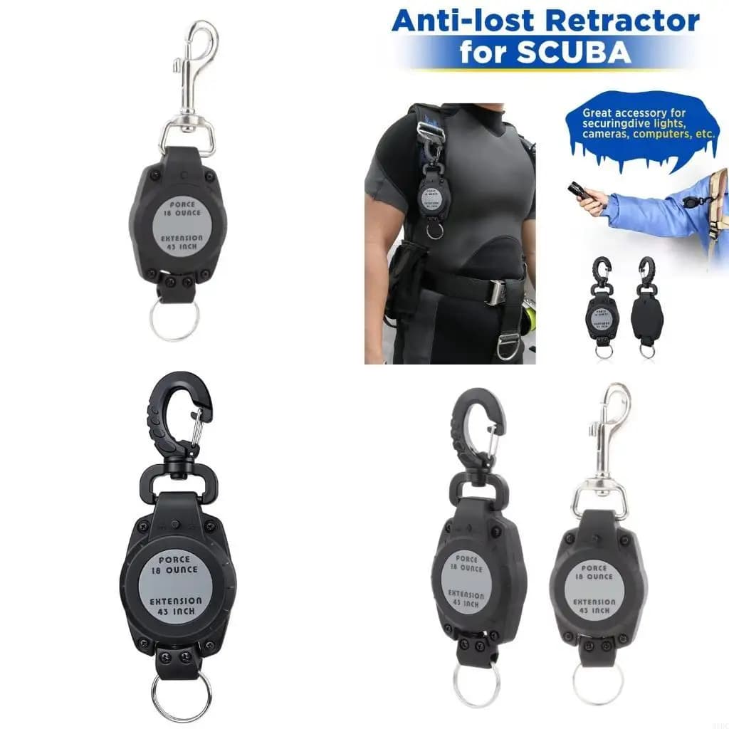 Retrattore per attrezzatura subacquea con clip e anelli divisi Ganci retrattili per attrezzatura subacquea Compatti porta Facile