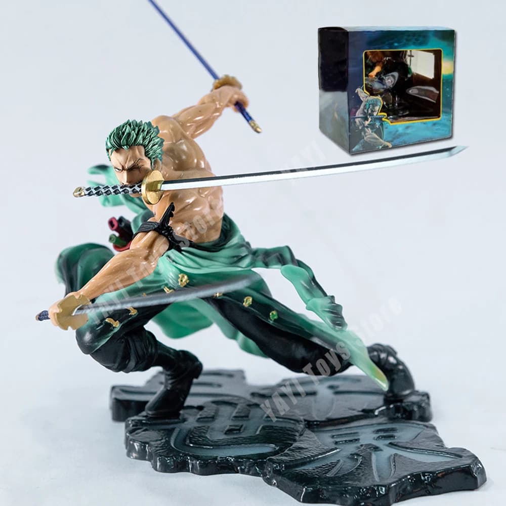 Hot One Piece 10 cm Anime Figura GK Roronoa Zoro Tre pale Sa-maximum Manga Anime Statua Action Figure Collection Modello Giocattolo per bambini
