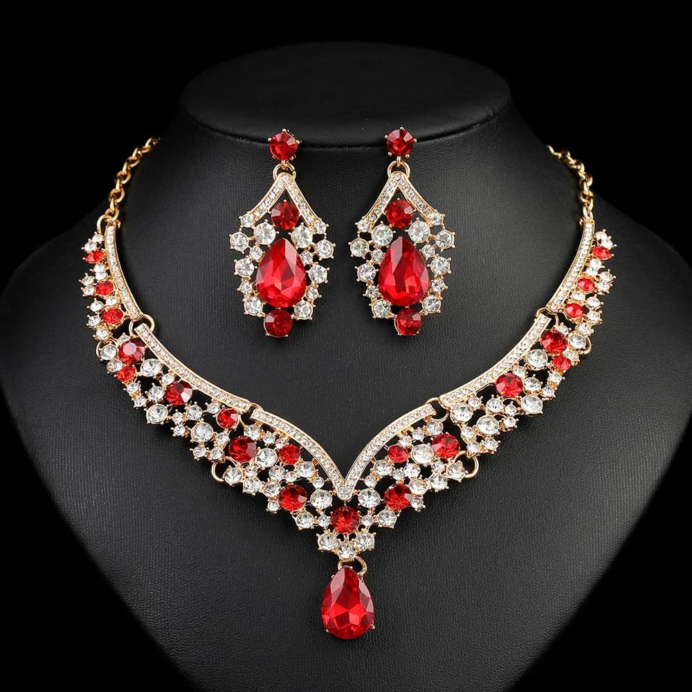 Set di gioielli vintage gioielli donna Collana Orecchini da donna Set Abiti da banchetto in cristallo di lusso Accessori tendenze 2025