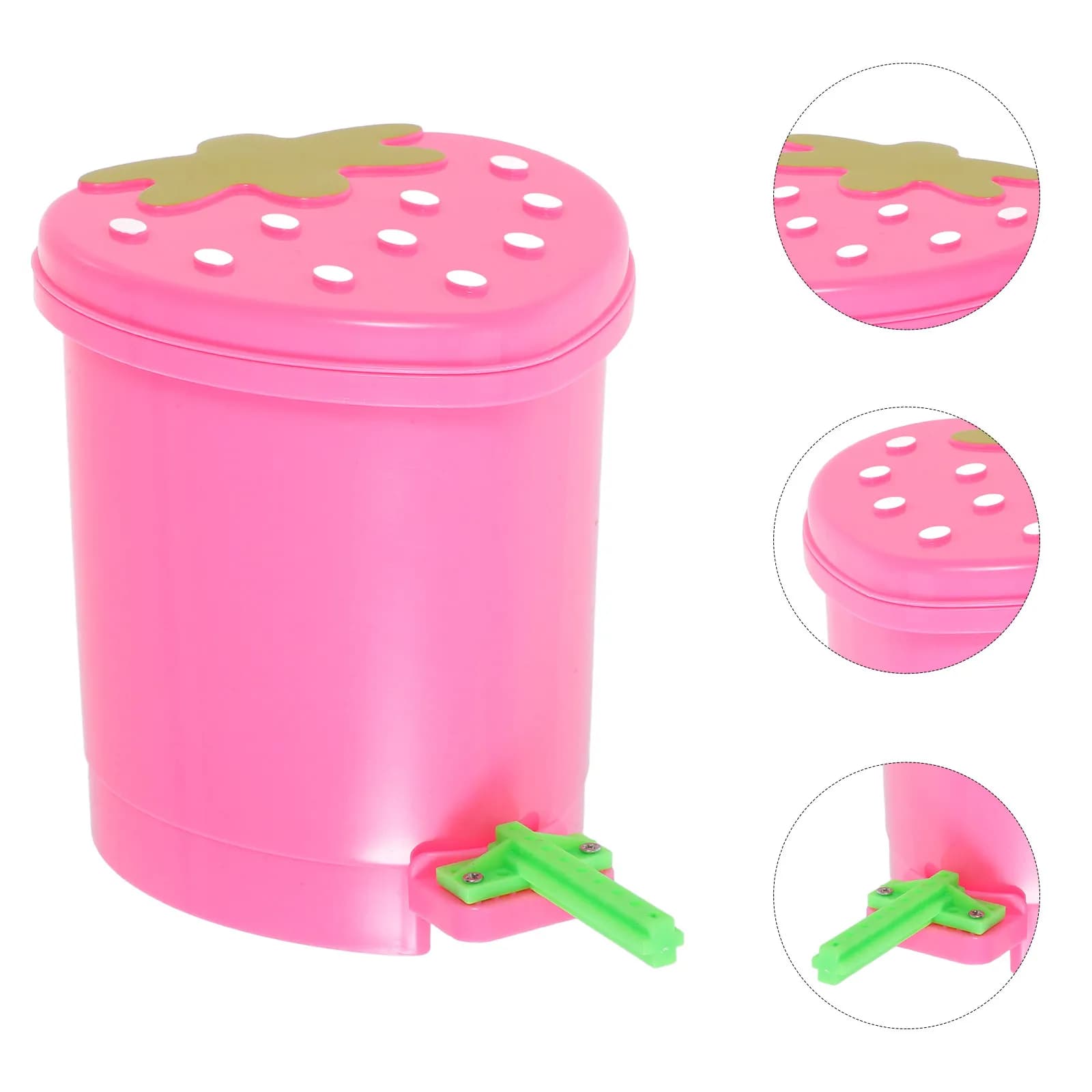 Strawberry Desktop Trash Can Small Plastic Wastebasket Cute Kawaii Mini Garbage Bin for Countertop Office Bathroom Nursery Decor