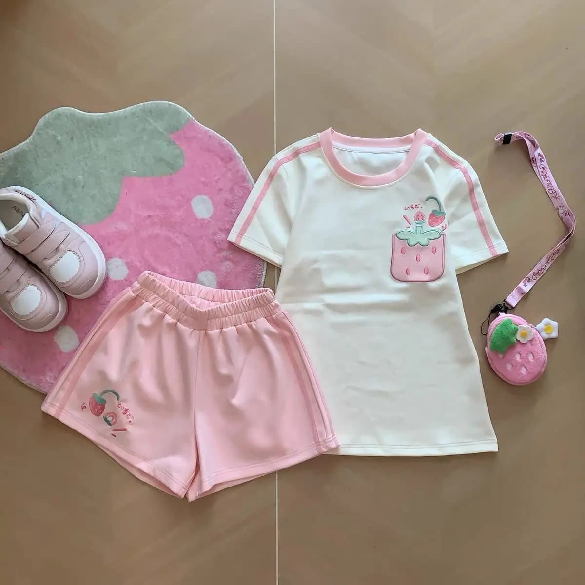 Onalippa Strawberry Polka Dot Embroidery Lace Shorts Women Summer Elastic Waist Shorts Cute Casual Japanese Anime Loose Shorts