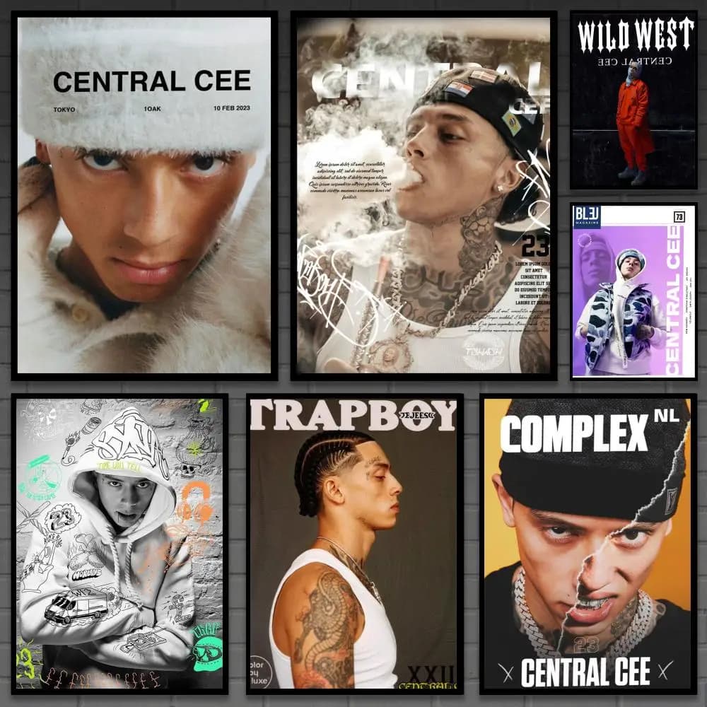 Poster del rapper britannico Central Cee, decorazione da parete versatile, impermeabile, autoadesiva, ideale per qualsiasi spazio, regalo ideale