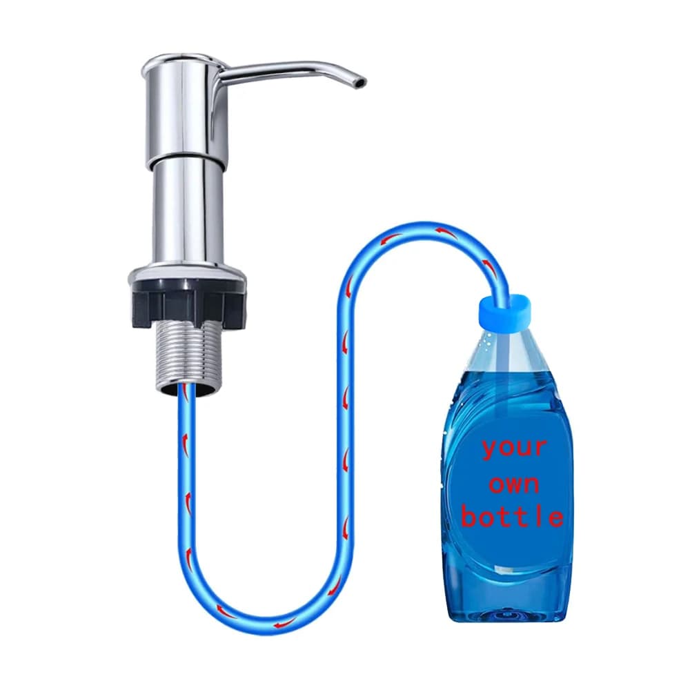 Utile dispenser di sapone liquido per lavello da cucina con tubo lungo e morbido, utensili domestici con pompa in plastica resistente