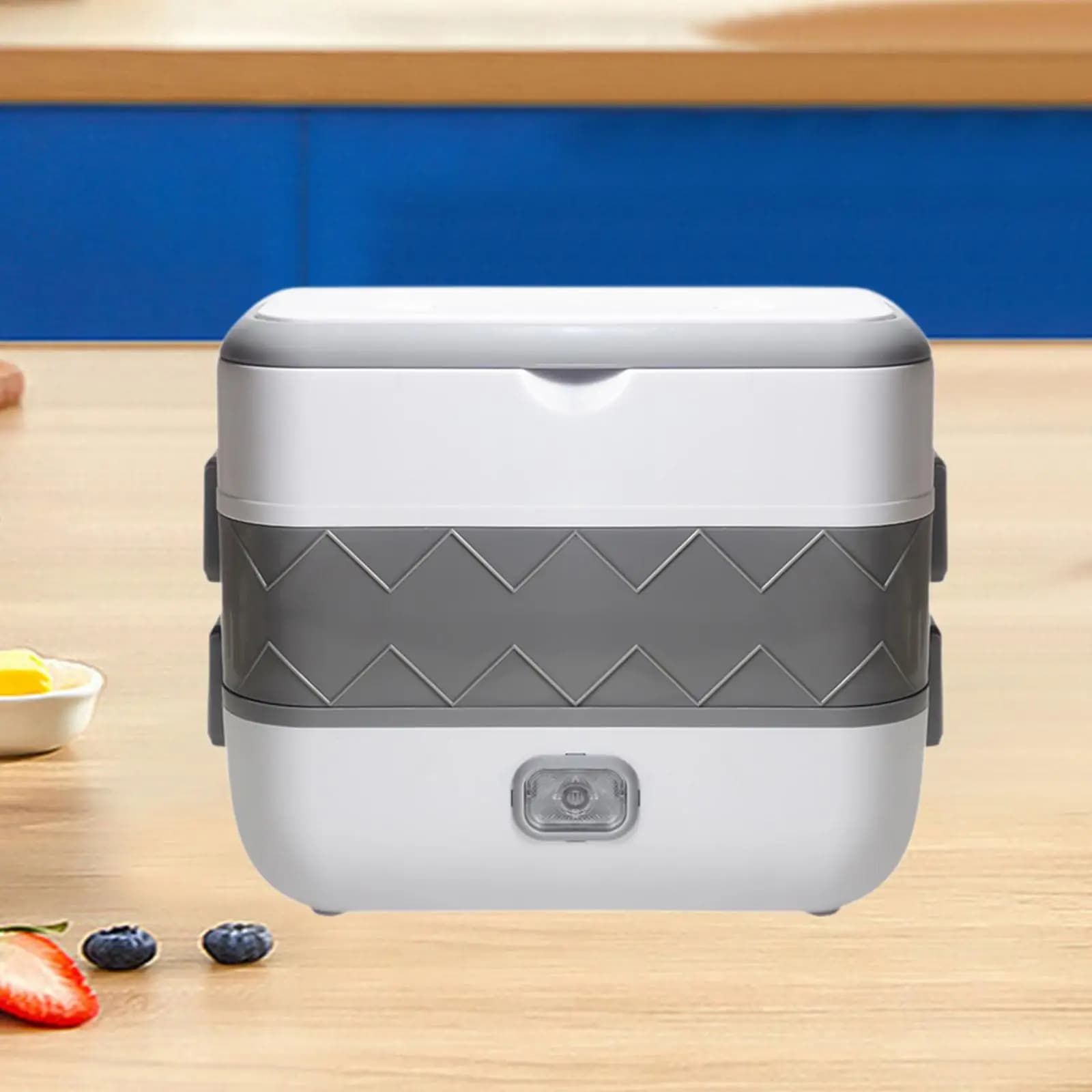 Scaldavivande Elettrico Portatile con Adattatore EU, Scatola Bento Riscaldante Rimovibile, Mini Cuociriso per Auto, Scuola, Casa, Camion, Viaggi