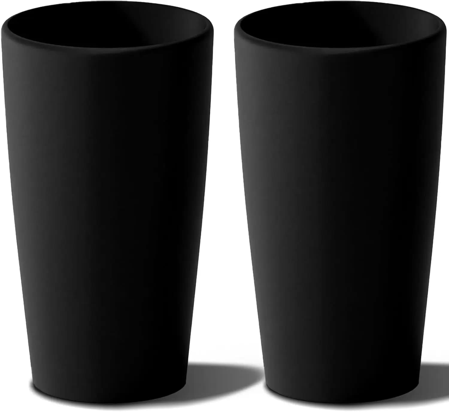 Set of 2 Tall Planters 22 Inch, Large Indoor Outdoor Flower Pots, Modern Decorative Tree Planter, Black