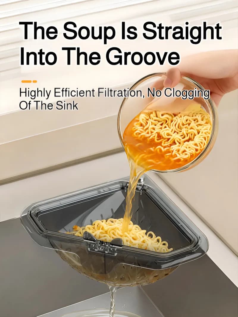 Kitchen Strainer Basket Sink Filter Drain Basket Space-Saving Durable Reusable Food Waste Filter Triangular for Kitchen Sink