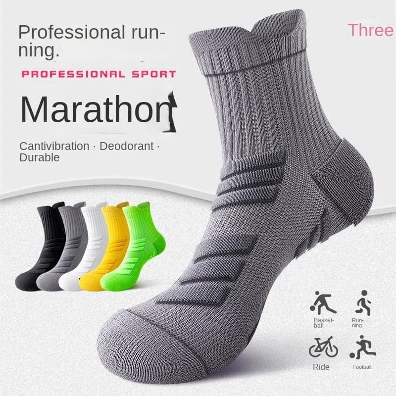 Calzino per il tempo libero, sport atletici, equipaggio, vestito, maratona, corsa professionale, uomo, suole per asciugamani ispessite, calcio, distanza, basket B8W37