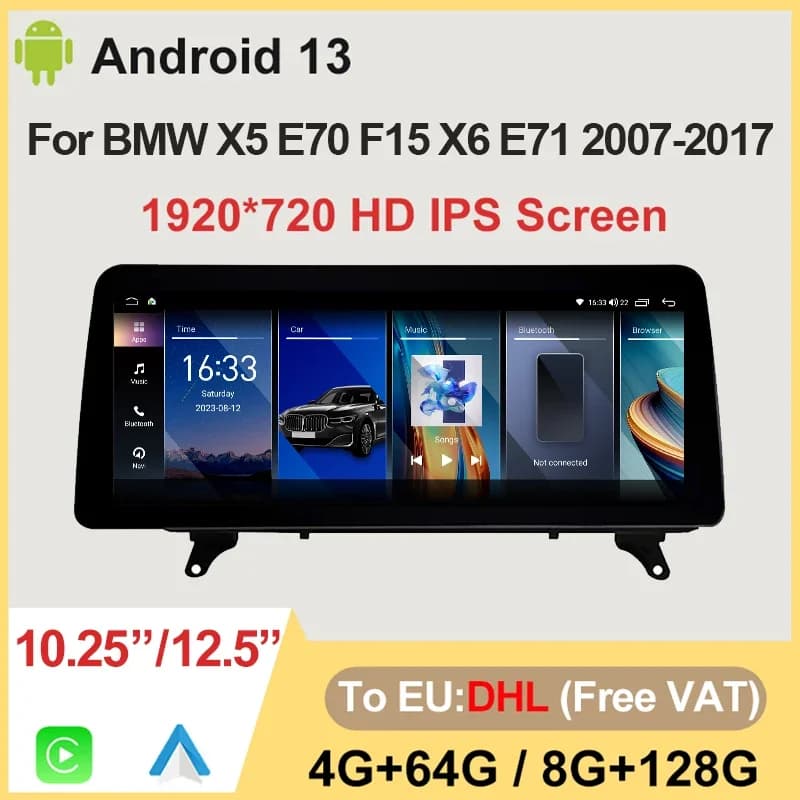 Prezzo di fabbrica ID8 12.5 "Per BMW X5 X6 E70 E71 Android 13 Carplay Auto Radio Lettore Video Per Auto Schermo Multimediale di Navigazione GPS