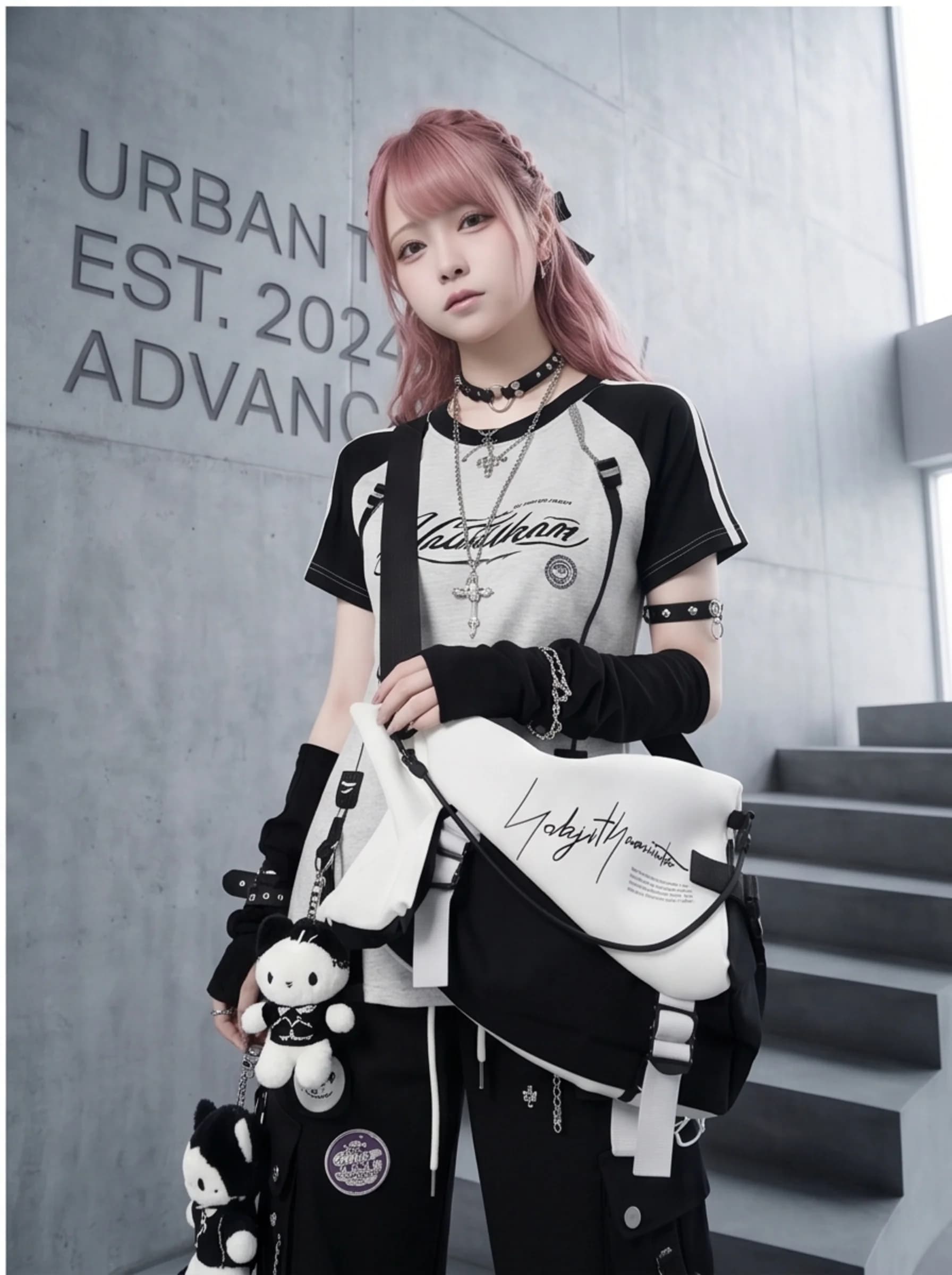 YONAIGA Original Trendy Brand Ins Functional Color Block Nylon Waterproof Single Shoulder Crossbody Bag Unisex Backpack