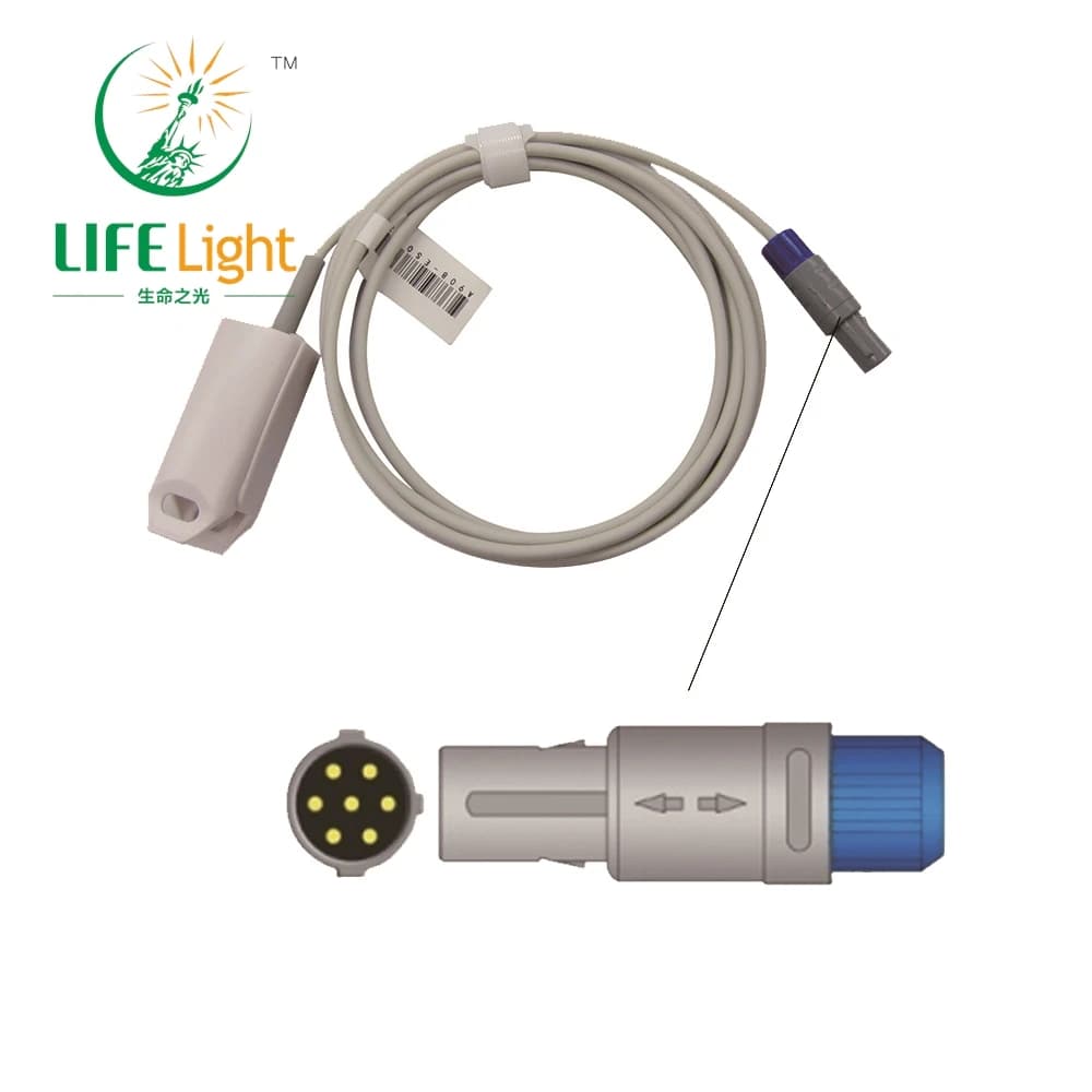 Compatible with the BCI monitor, LEMO 7 pin. Reusable Connector for Blood Oxygen with Spo2 Probe Sensor, Spo2 Sensor Cable for Pulsoxmeter